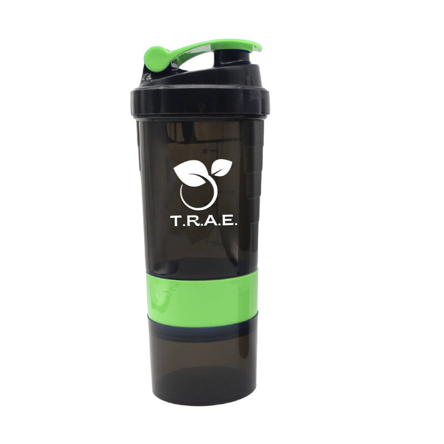 TraeHealth Protein Shaker bottle with additional compartment